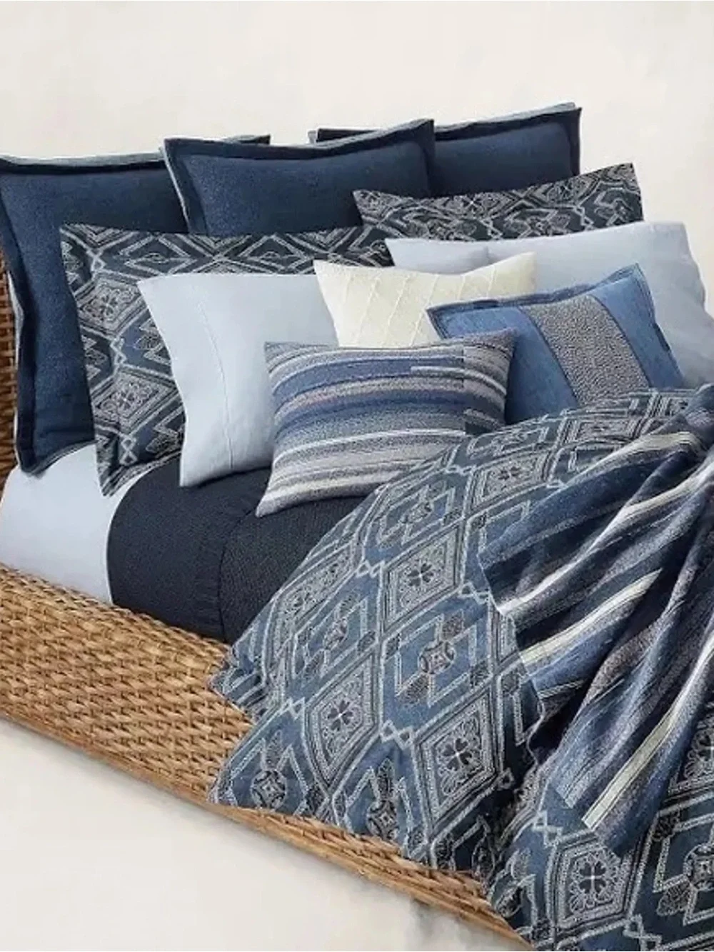 New Ralph Lauren Francois Duvet Cover Full/Queen 100% Cotton - Blue MSRP $375